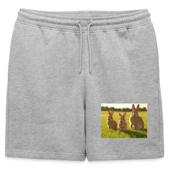 Trio du Printemps - Short de survêtement homme premium - gris chiné - Devant - AI Model Male 178 light (178cm)