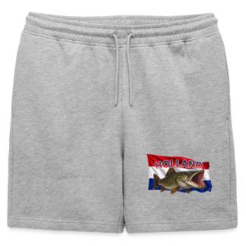 Pêche au brochet Hollande - Pêche au Polder - Short de survêtement homme premium - gris chiné - Devant - AI Model Male 178 light (178cm)