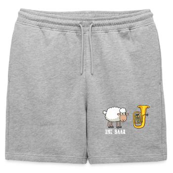 One BaaH Sheep and Tuba - Mens' Premium Organic Sweatshorts - heather grey - Front - AI Model Male 178 light (178cm)