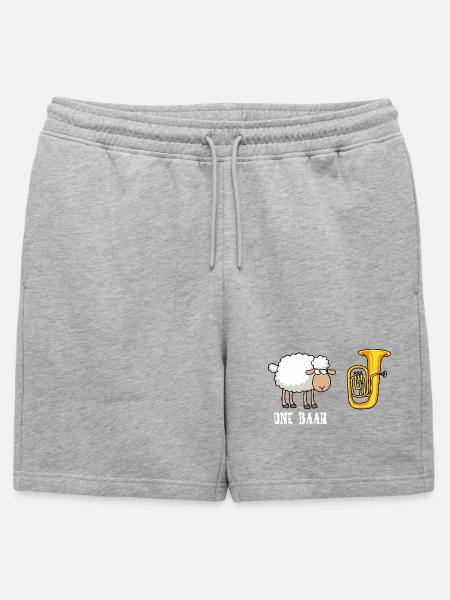 One BaaH Sheep and Tuba - Mens' Premium Organic Sweatshorts - heather grey