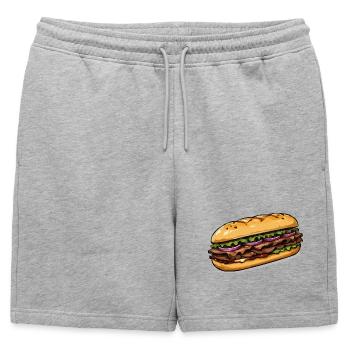 Illustration de sandwich - Short de survêtement homme premium - gris chiné - Devant - AI Model Male 178 light (178cm)