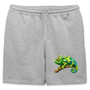 Branche géométrique du caméléon - Short de survêtement homme premium - gris chiné - Devant - AI Model Male 178 light (178cm)