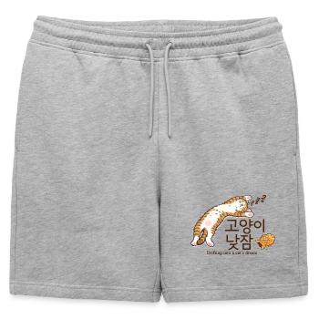 Rêve de chat coréen endormi - Short de survêtement homme premium - gris chiné - Devant - AI Model Male 178 light (178cm)