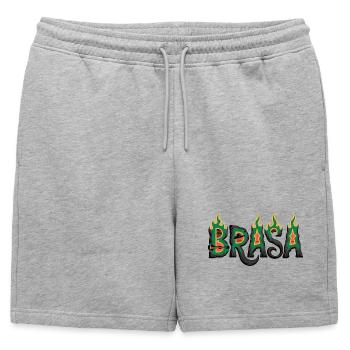 T-shirt Brésil avec flammes – Motif de football samba - Short de survêtement homme premium - gris chiné - Devant - AI Model Male 178 light (178cm)