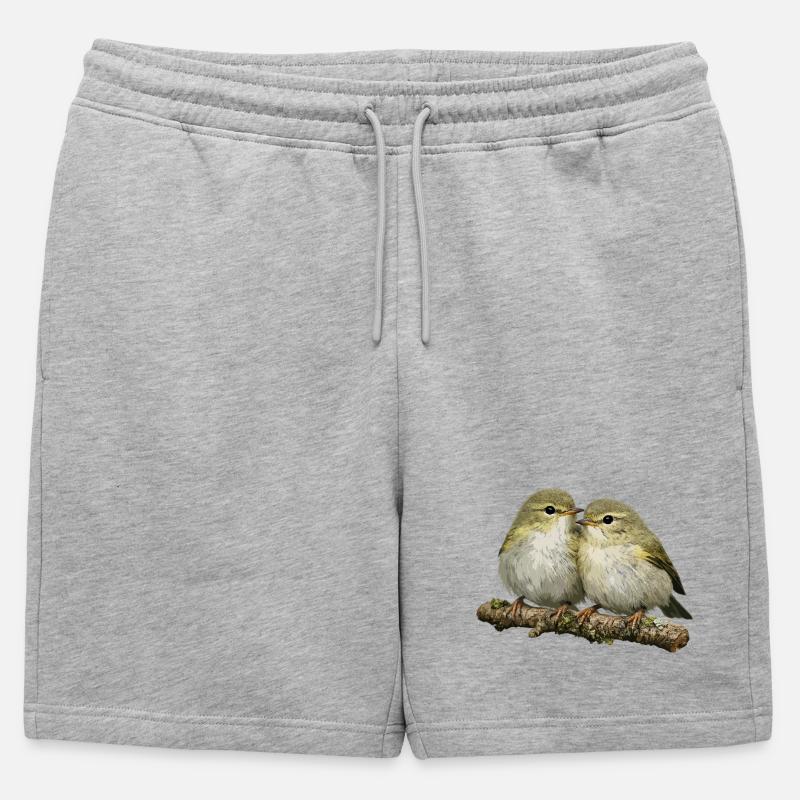 Chiffchaff auf Ast küssen - Männer Premium Organic Sweatshorts - Grau meliert