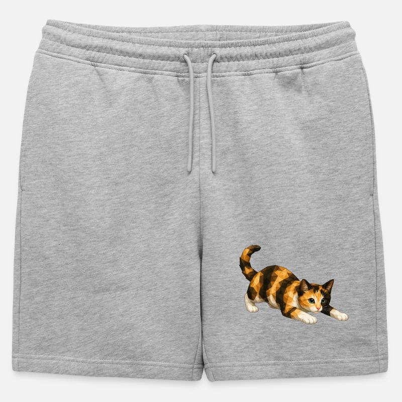 Emmi PolygonKatzenkunst - Männer Premium Organic Sweatshorts - Grau meliert