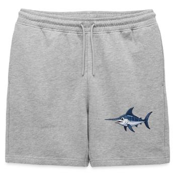 Marlin in Blue – Vector - Mens' Premium Organic Sweatshorts - heather grey - Front - AI Model Male 178 light (178cm)