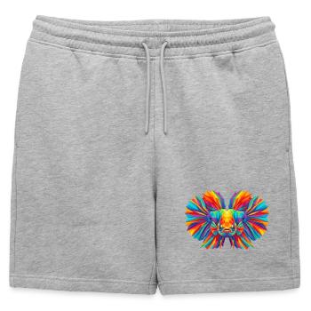 Art pop géométrique coloré de poisson betta - Short de survêtement homme premium - gris chiné - Devant - AI Model Male 178 light (178cm)