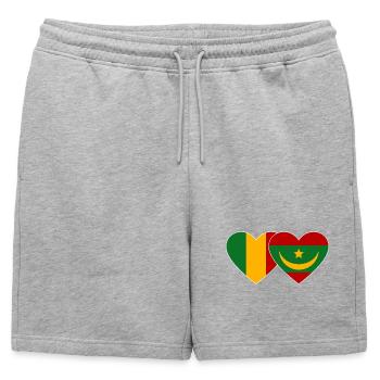 Mali_Mauretanien_Flagge_Herz - Short de survêtement homme premium - gris chiné - Devant - AI Model Male 178 light (178cm)