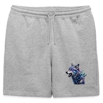 Loup Alpha - Short de survêtement homme premium - gris chiné - Devant - AI Model Male 178 light (178cm)