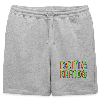 DÉMOCRATIE DES CHATS DE LA DIVERSITÉ - Short de survêtement homme premium - gris chiné - Devant - AI Model Male 178 light (178cm)