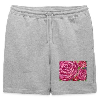 Aquarelle rose - Short de survêtement homme premium - gris chiné - Devant - AI Model Male 178 light (178cm)