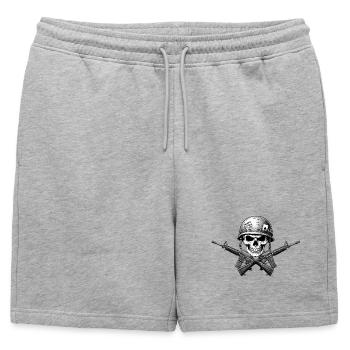 Emblème du fusil à crâne - Short de survêtement homme premium - gris chiné - Devant - AI Model Male 178 light (178cm)