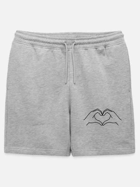 Heart Hands Line Art | K-Pop Love - Mens' Premium Organic Sweatshorts - heather grey