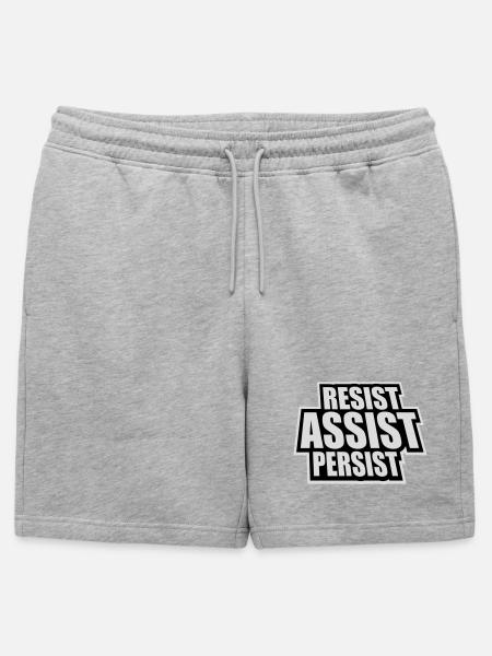Resist Assist Persist Activism Motivation Logo - Mens' Premium Organic Sweatshorts - heather grey