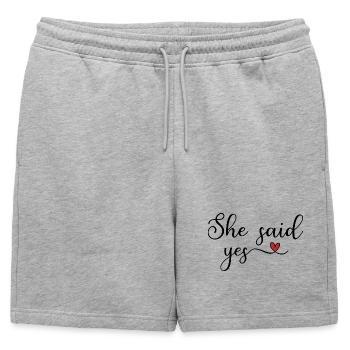 sie hat ja gesagt - Short de survêtement homme premium - gris chiné - Devant - AI Model Male 178 light (178cm)