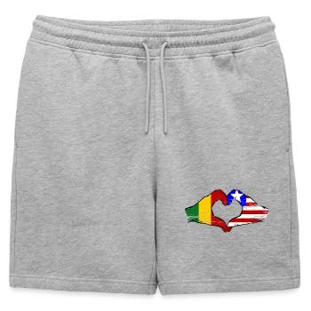 Mains du drapeau Mali du Libéria Mains de cœur utilisées - Short de survêtement homme premium - gris chiné - Devant - AI Model Male 178 light (178cm)