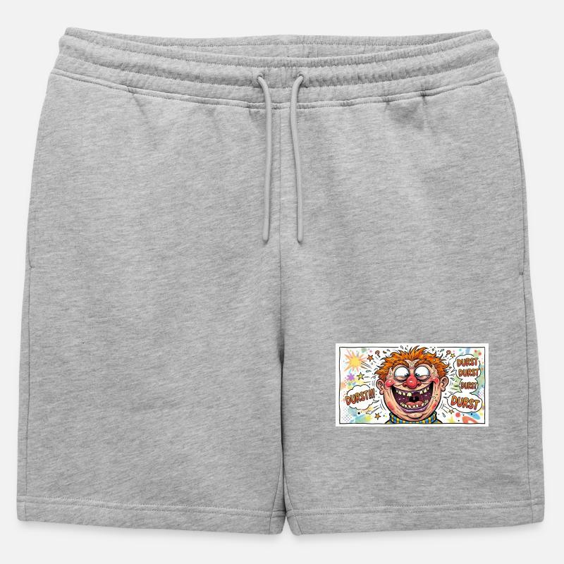 Durst-Karikatur Comicgesicht - Männer Premium Organic Sweatshorts - Grau meliert