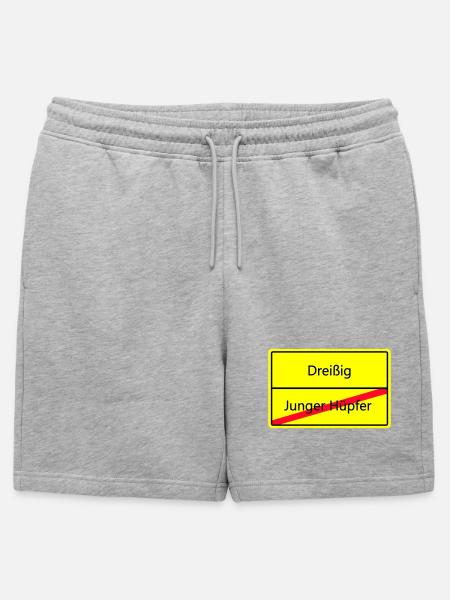 Warnschild Humor: Junger Hüpfler - Männer Premium Organic Sweatshorts - Grau meliert