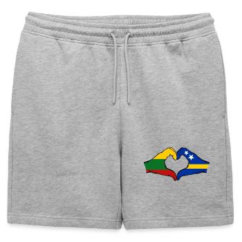 Lithuania Curacao Flag Hands Heart Shape - Mens' Premium Organic Sweatshorts - heather grey - Front - AI Model Male 178 light (178cm)