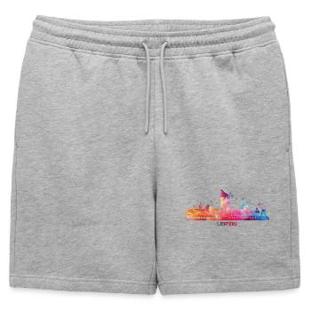 Leipzig Horizon Paysage urbain coloré Leipzig - Short de survêtement homme premium - gris chiné - Devant - AI Model Male 178 light (178cm)