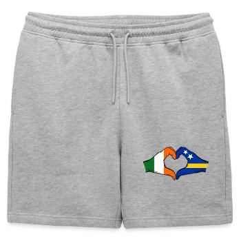 Ireland Curacao Flag Hands Heart Shape - Mens' Premium Organic Sweatshorts - heather grey - Front - AI Model Male 178 light (178cm)
