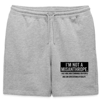 Pas de misanthrope, juste des standards élevés (noir) - Short de survêtement homme premium - gris chiné - Devant - AI Model Male 178 light (178cm)