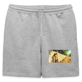 Tom Sawyer : La bande dessinée Mississippi Adventures - Short de survêtement homme premium - gris chiné - Devant - AI Model Male 178 light (178cm)
