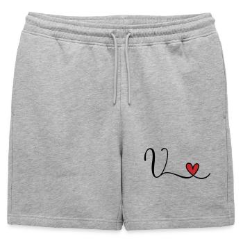 Buchstabe V Monogramm Initiale Herz - Männer Premium Organic Sweatshorts - Grau meliert - Vorne - AI Model Male 178 light (178cm)