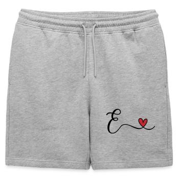 Letter E Monogram - Mens' Premium Organic Sweatshorts - heather grey - Front - AI Model Male 178 light (178cm)