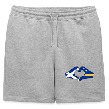 Drapeau de l’Écosse Curacao Mains en forme de cœur - Short de survêtement homme premium - gris chiné - Devant - AI Model Male 178 light (178cm)