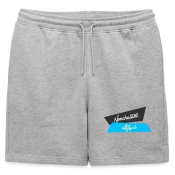 Attitude Nonchalante Bleu Noir - Short de survêtement homme premium - gris chiné - Devant - AI Model Male 178 light (178cm)