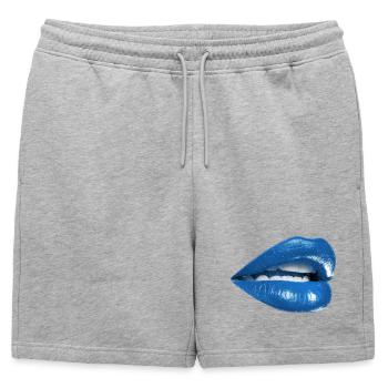 Graphique aux lèvres bleues audacieuses - Short de survêtement homme premium - gris chiné - Devant - AI Model Male 178 light (178cm)