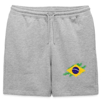 Brasilien Flagge Grunge Fussball Fan Shirt - Männer Premium Organic Sweatshorts - Grau meliert - Vorne - AI Model Male 178 light (178cm)