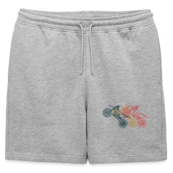Art au trait du triptyque de moto - Short de survêtement homme premium - gris chiné - Devant - AI Model Male 178 light (178cm)