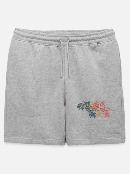 Motorcycle Triptych Line Art - Mens' Premium Organic Sweatshorts - heather grey