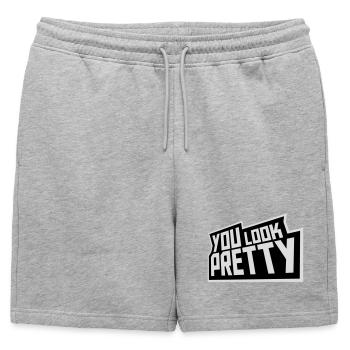 Tu as l’air assez drôle, complément Logo de l’amour de soi - Short de survêtement homme premium - gris chiné - Devant - AI Model Male 178 light (178cm)