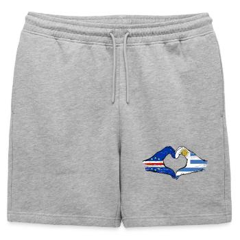 Drapeau du Cap-Vert Uruguay mains en forme de cœur utilisé - Short de survêtement homme premium - gris chiné - Devant - AI Model Male 178 light (178cm)