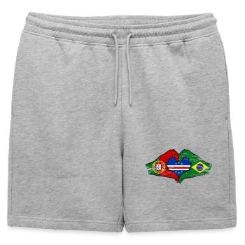 Mains du drapeau du Brésil au Cap-Vert Portugal - Short de survêtement homme premium - gris chiné - Devant - AI Model Male 178 light (178cm)