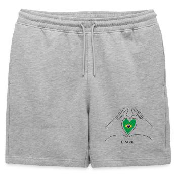 Cœur du Brésil avec drapeau brésilien pour les fans - Short de survêtement homme premium - gris chiné - Devant - AI Model Male 178 light (178cm)