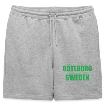 Göteborg, Suède, Texte vert en bloc - Short de survêtement homme premium - gris chiné - Devant - AI Model Male 178 light (178cm)