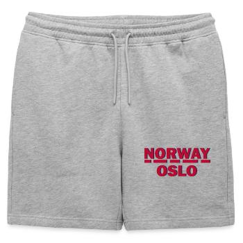 Emblème rétro d’Oslo en Norvège - Short de survêtement homme premium - gris chiné - Devant - AI Model Male 178 light (178cm)