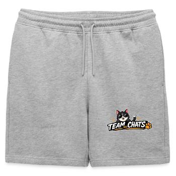 Team des Chats noirs horizontal - Short de survêtement homme premium - gris chiné - Devant - AI Model Male 178 light (178cm)