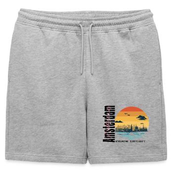 Pays-Bas Vintage Skyline avec Sunset - Short de survêtement homme premium - gris chiné - Devant - AI Model Male 178 light (178cm)