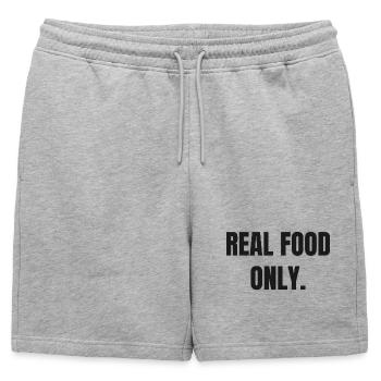 NOURRITURE RÉELLE UNIQUEMENT | Lifestlye carnivore à base de viande - Short de survêtement homme premium - gris chiné - Devant - AI Model Male 178 light (178cm)