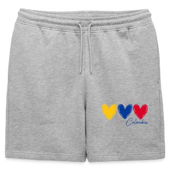 T-shirt Colombie Cœurs Drapeau Fierté - Short de survêtement homme premium - gris chiné - Devant - AI Model Male 178 light (178cm)