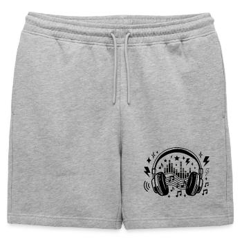Musique, casques, Ondes sonores graphiques, Amateur de musique - Short de survêtement homme premium - gris chiné - Devant - AI Model Male 178 light (178cm)