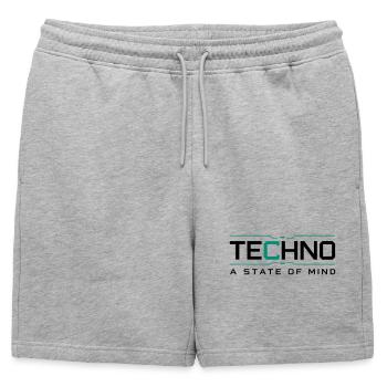 Techno - Un état d’esprit - Short de survêtement homme premium - gris chiné - Devant - AI Model Male 178 light (178cm)