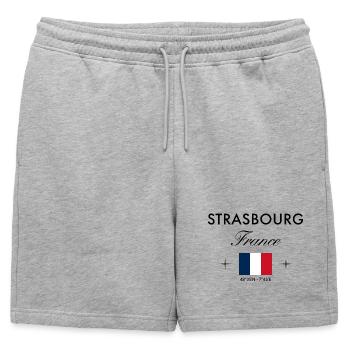 Strasbourg France Coordonnées Souvenir de voyage - Short de survêtement homme premium - gris chiné - Devant - AI Model Male 178 light (178cm)