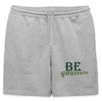 Typographie rétro Be Yourself - Short de survêtement homme premium - gris chiné - Devant - AI Model Male 178 light (178cm)